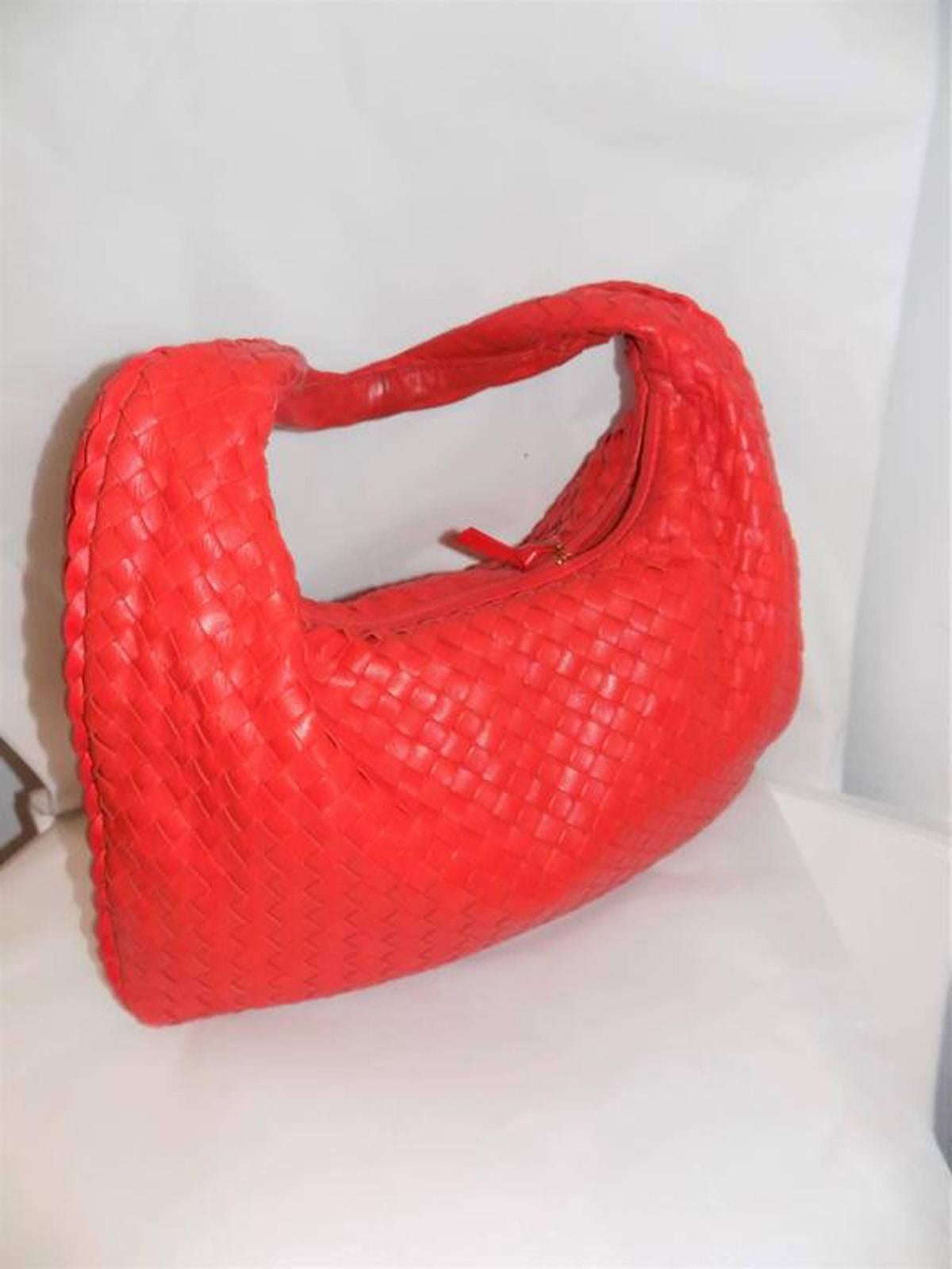Orange  Woven Leather  Intrecciato Bottega Veneta Hobo Shoulder Bag For Sale 2