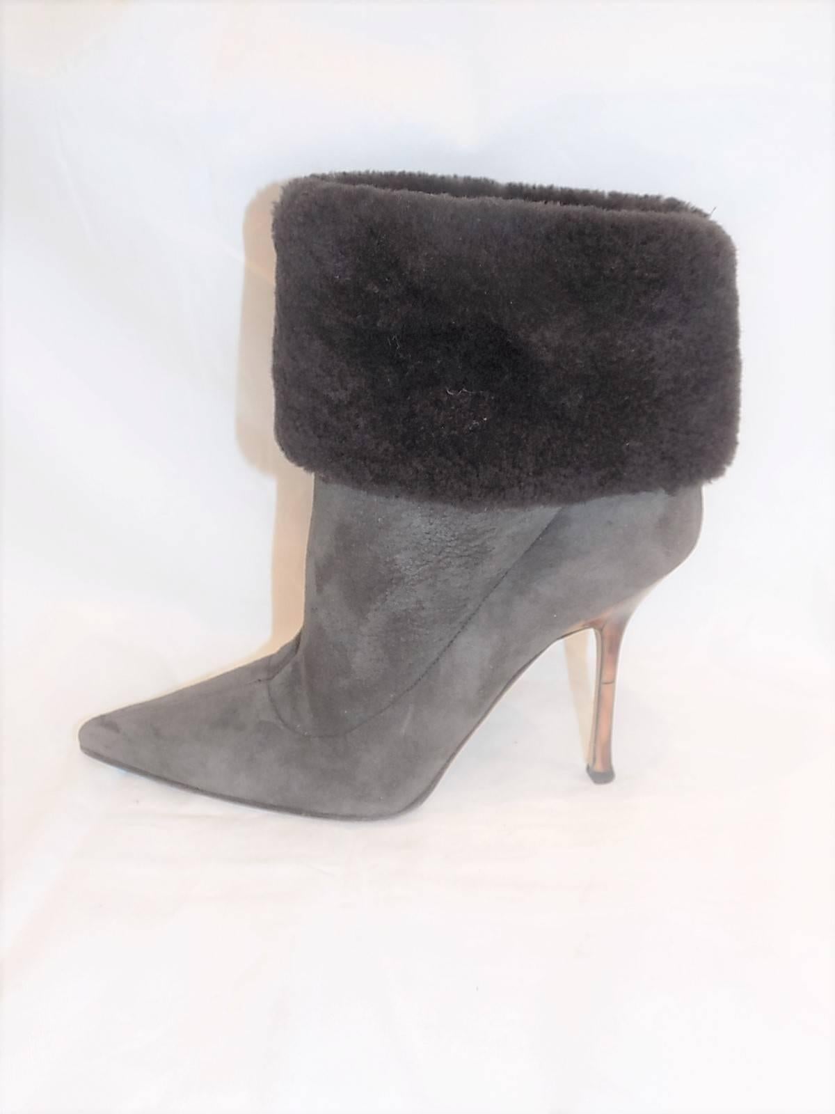 Jimmy Choo ankle suede shearling boots sz 39 For Sale 1