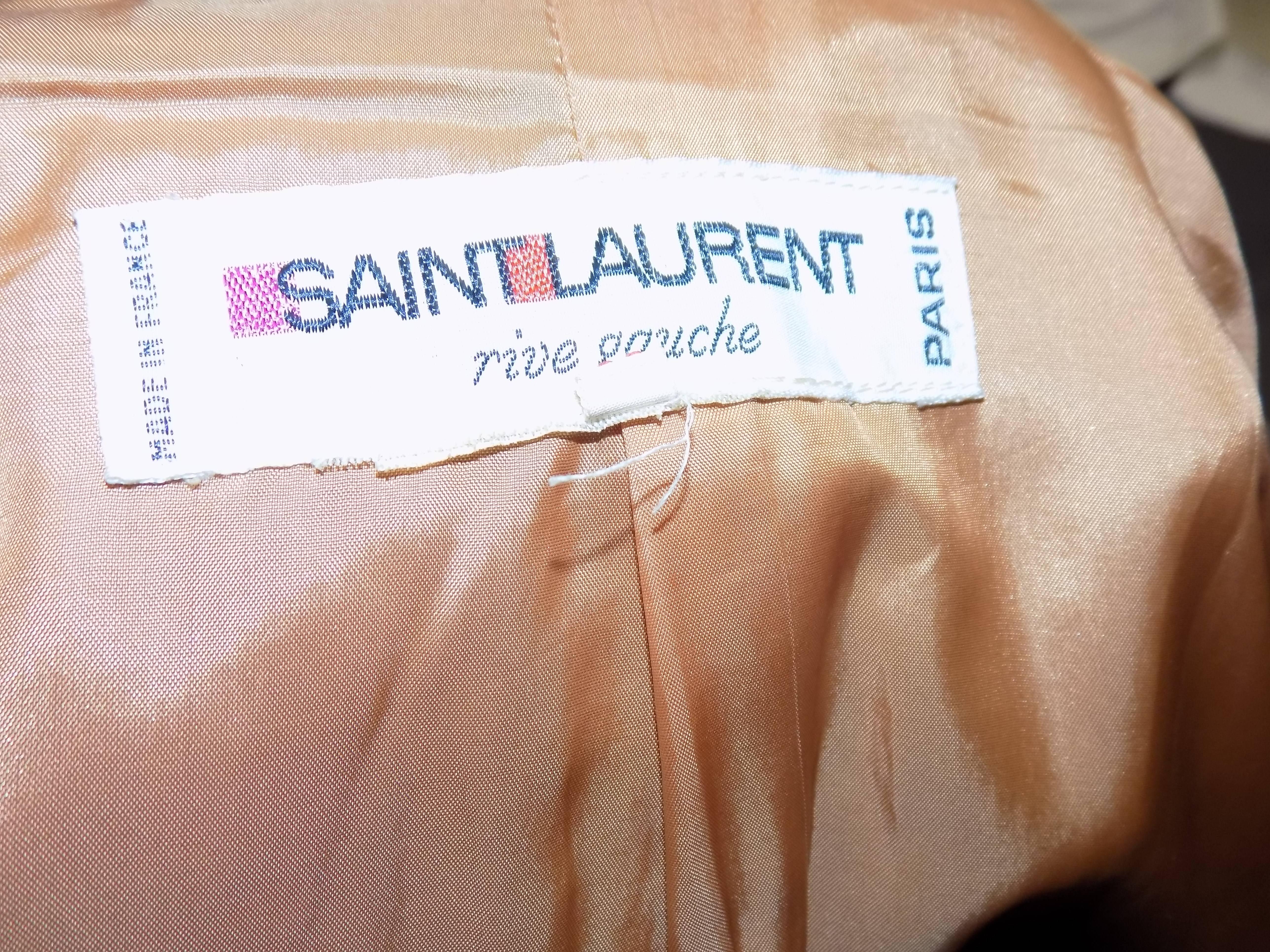 YSL Yves Saint Laurent Rive Gauche Vintage wool  camel haring bone coat For Sale 3