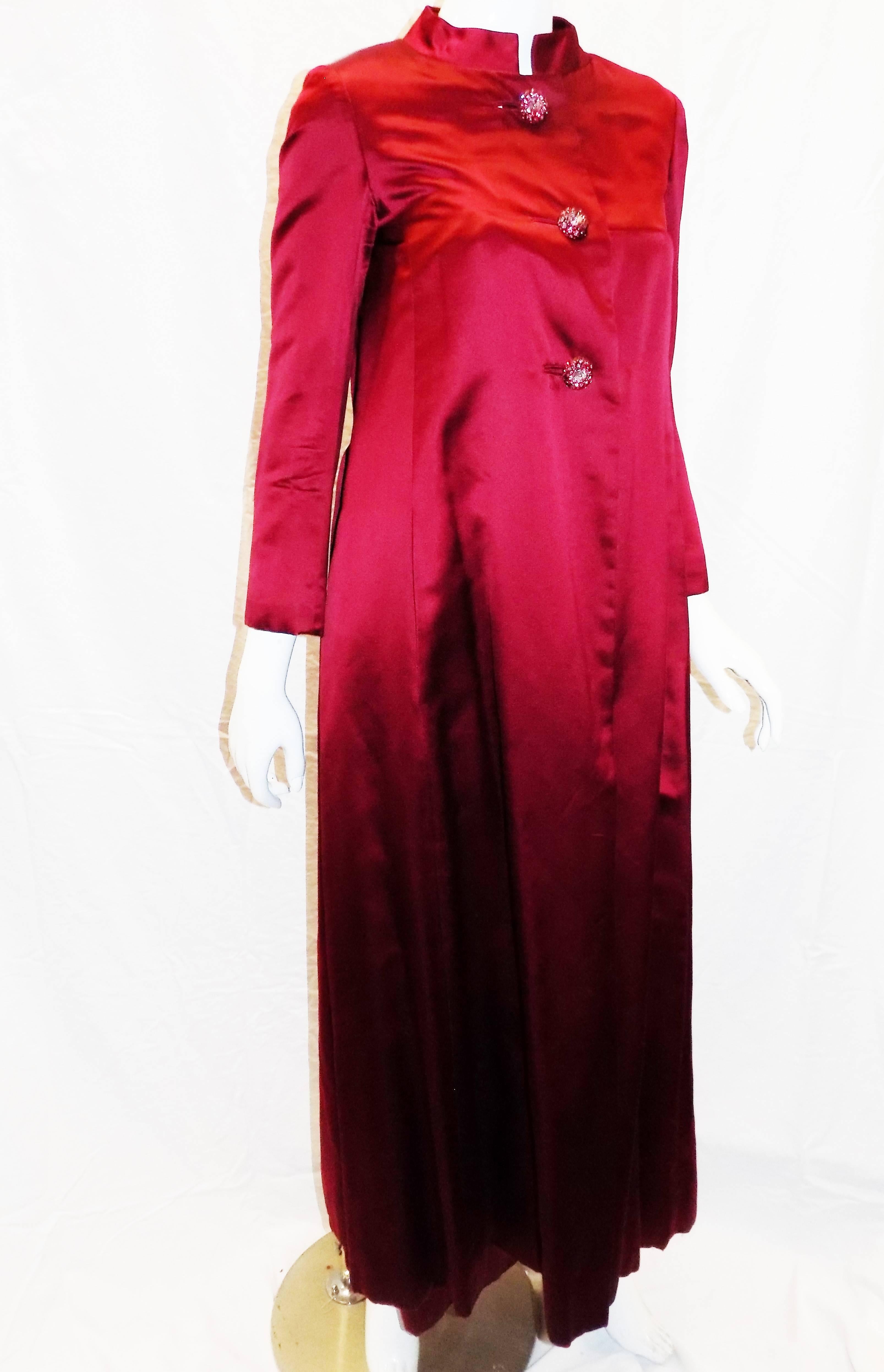 Malcom Starr floor length  evening coat and beaded dress 1960 In Good Condition For Sale In New York, NY