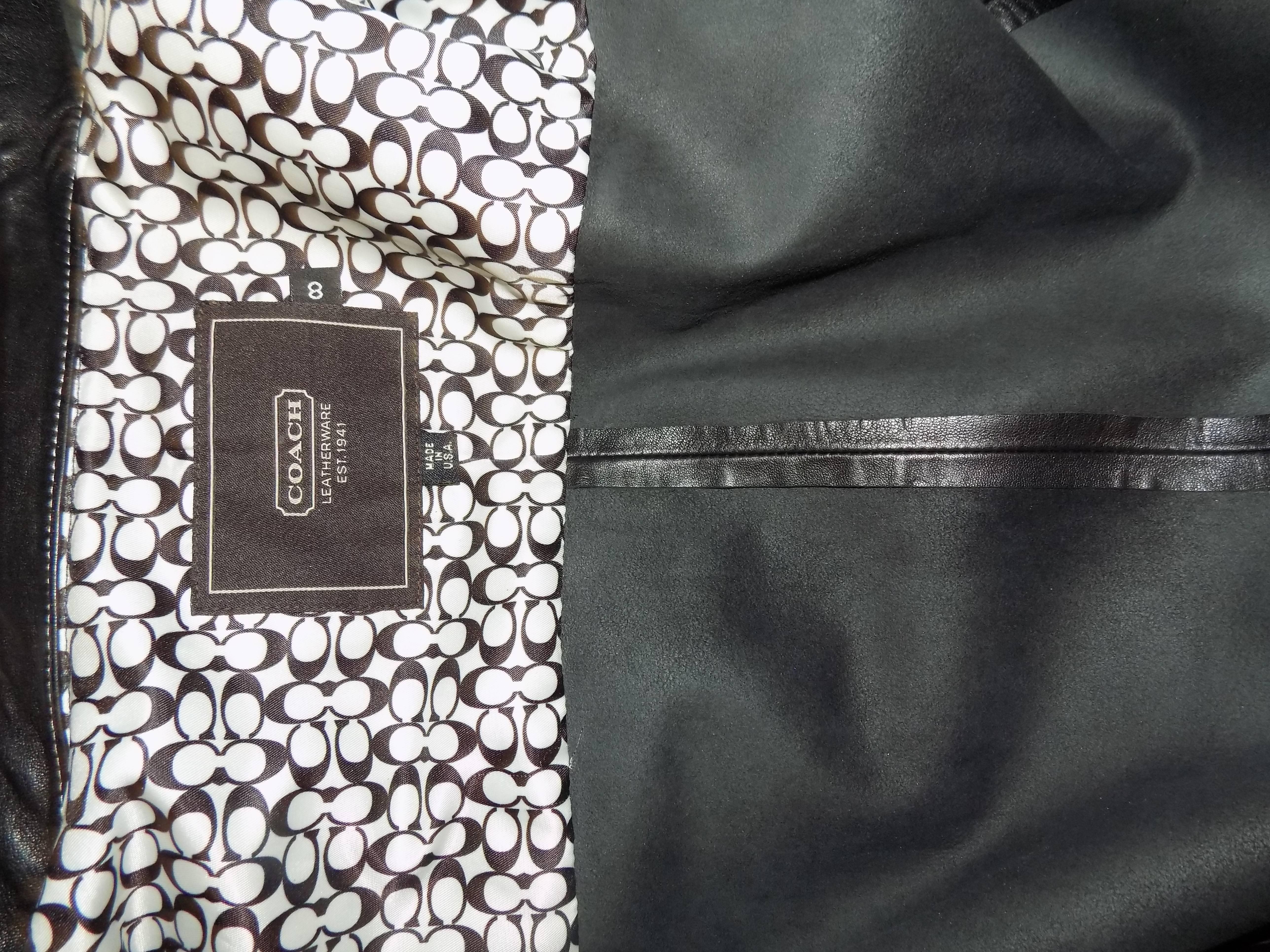Coach black leather coat dress with tonal top stitch 2