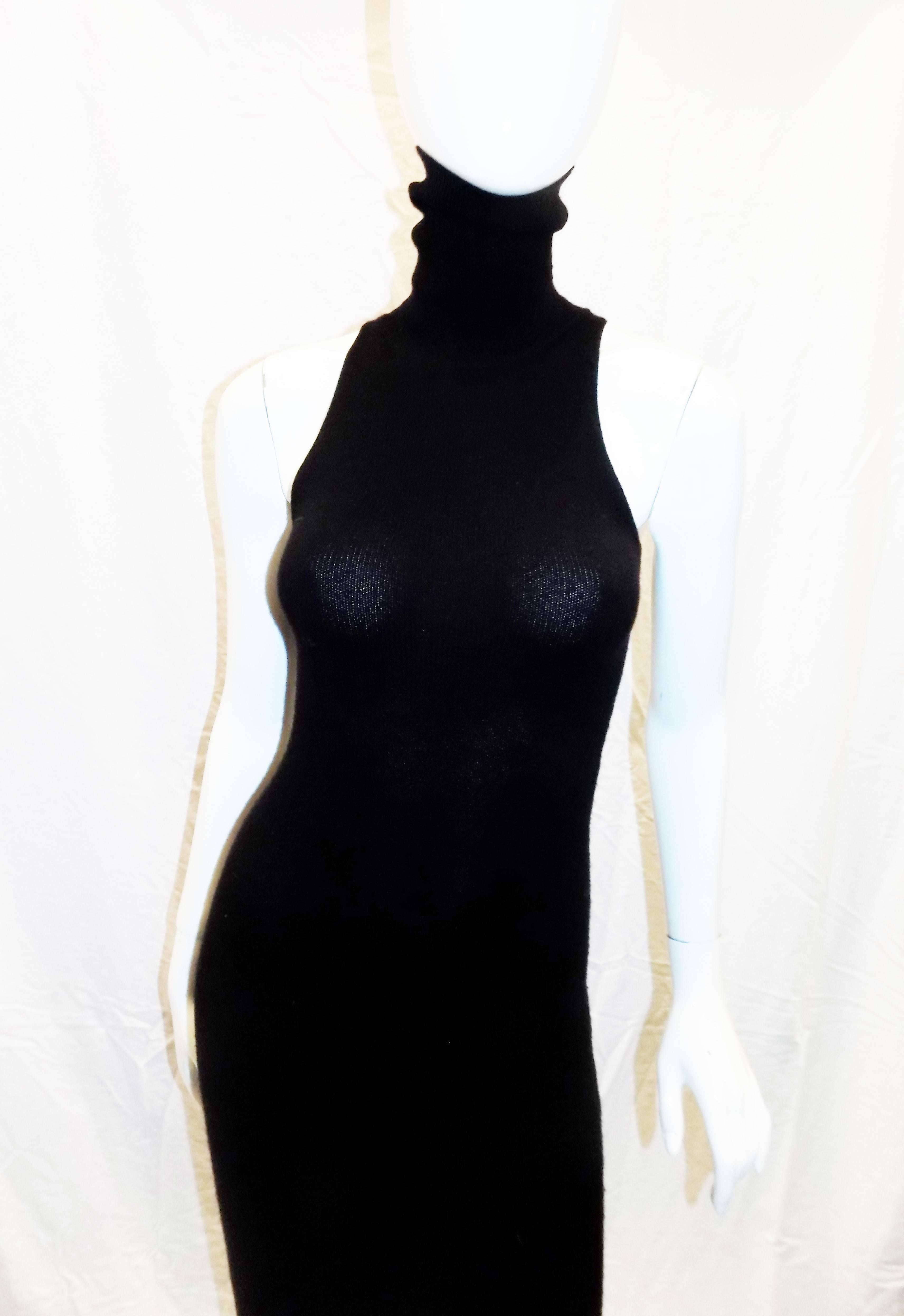 Ralph Lauren black label Black Cashmere sleeveless turtle neck sweater dress  In Excellent Condition In New York, NY