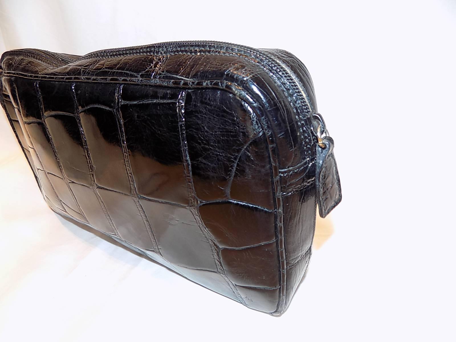 Mauro Governa crocodile large black clutch bag Mens accessories bag  In Excellent Condition In New York, NY