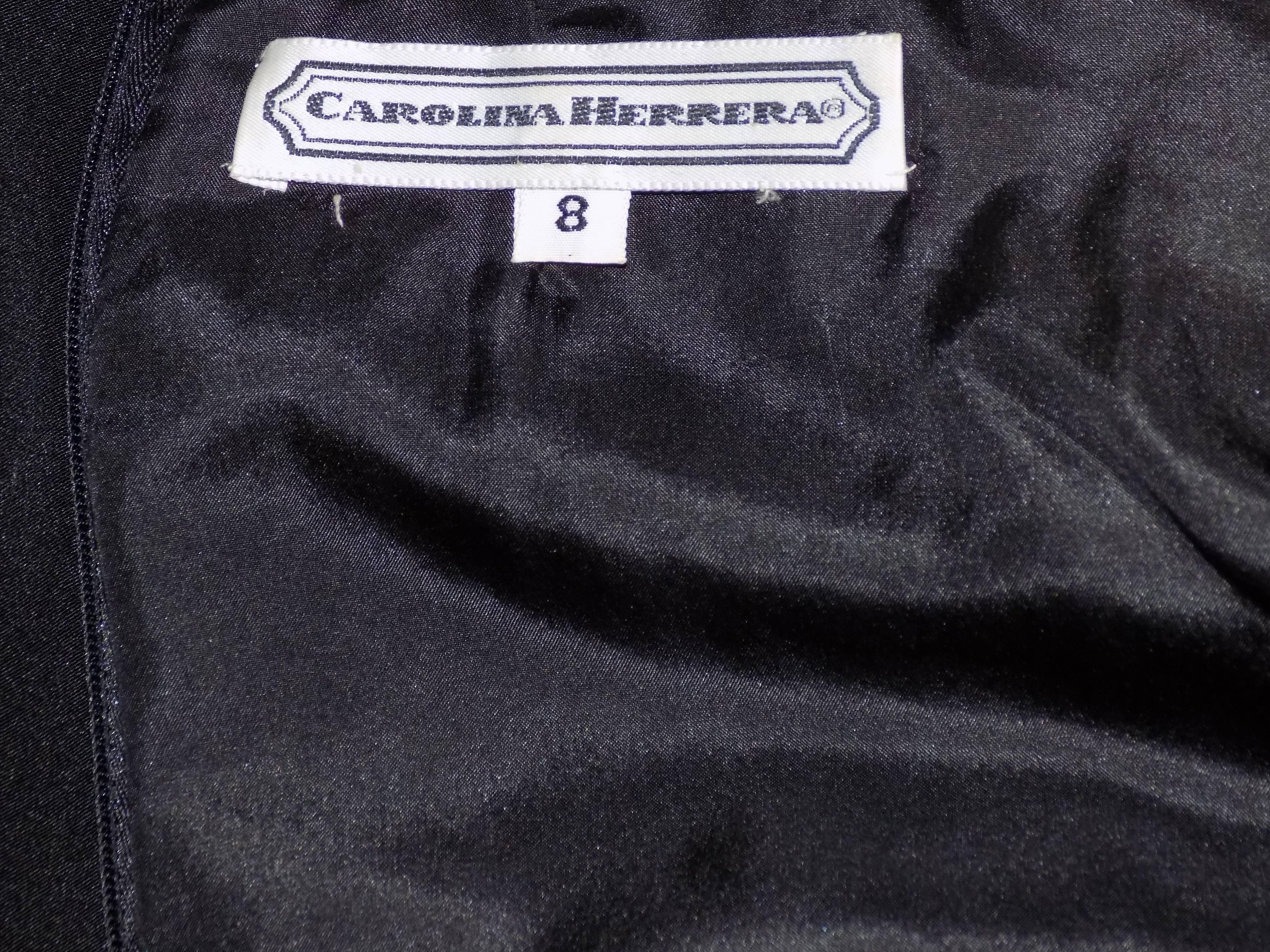 Carolina Herrera elegant  breathtaking   black silk long sleeves ruffled gown 4