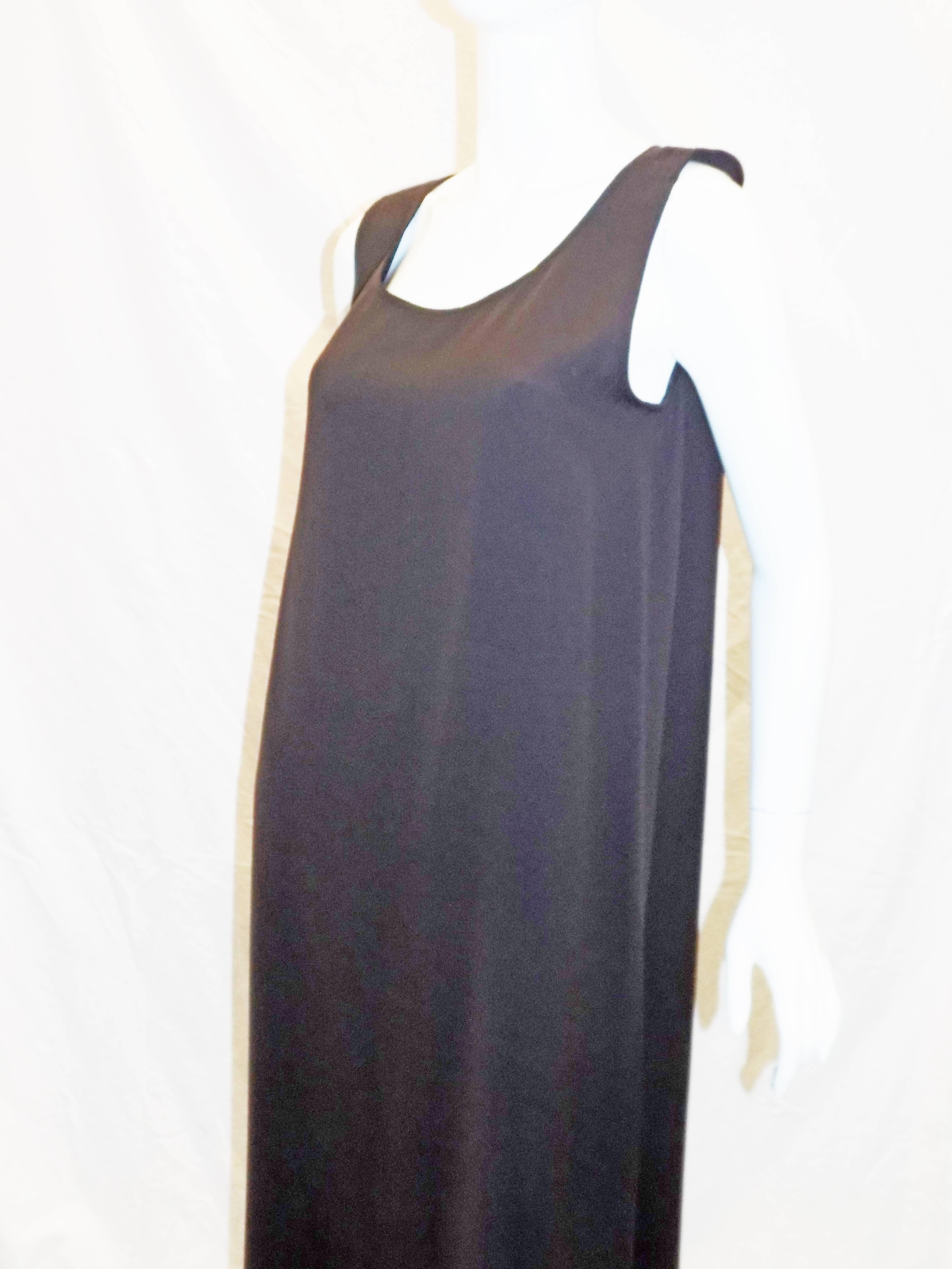 Black Zoran brown silk sleeveless long  dress   For Sale