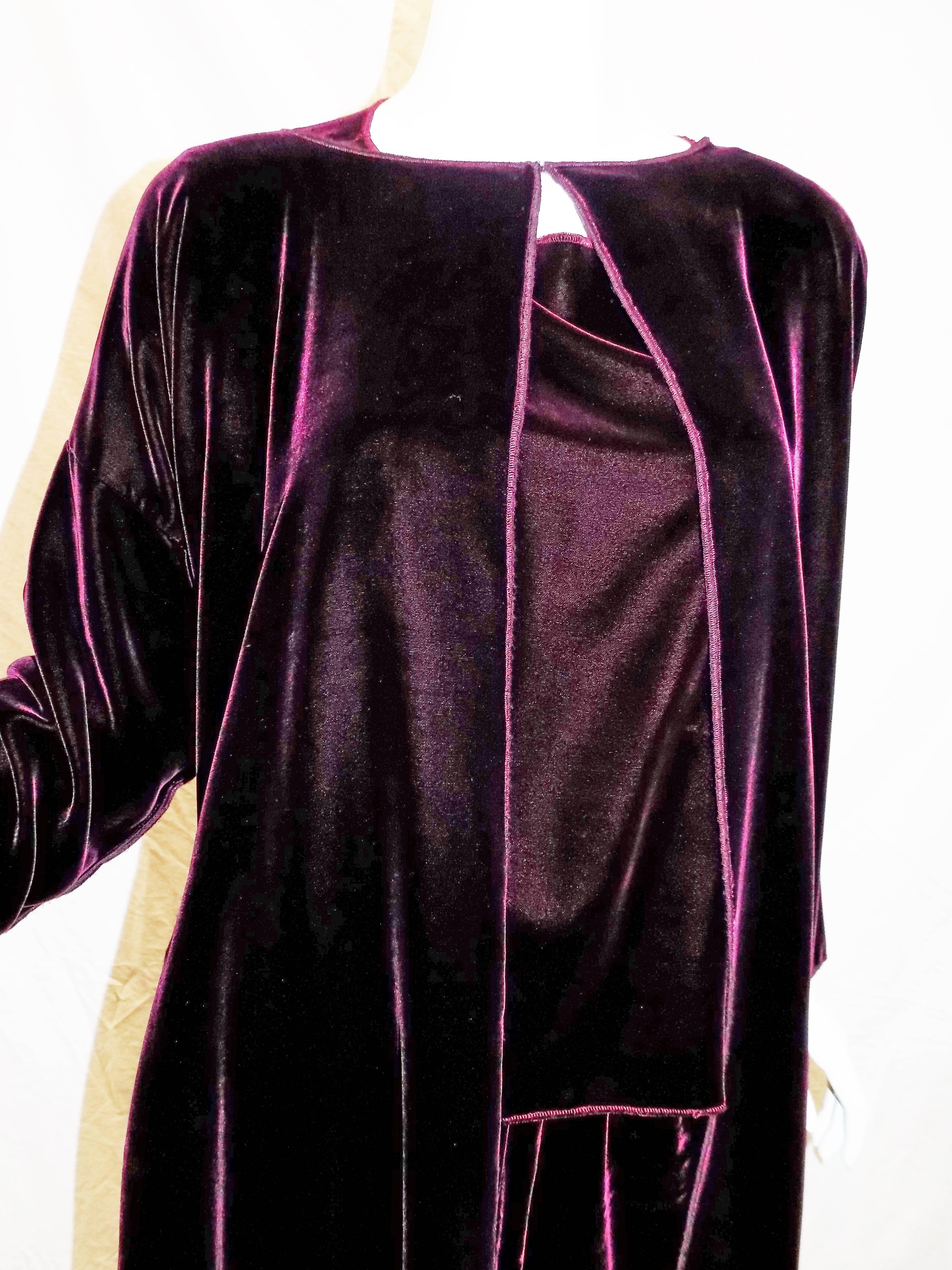 Burgundy Zoran silky velvet 3 pc  jacket duster, blouse/top  and pant set In Excellent Condition For Sale In New York, NY