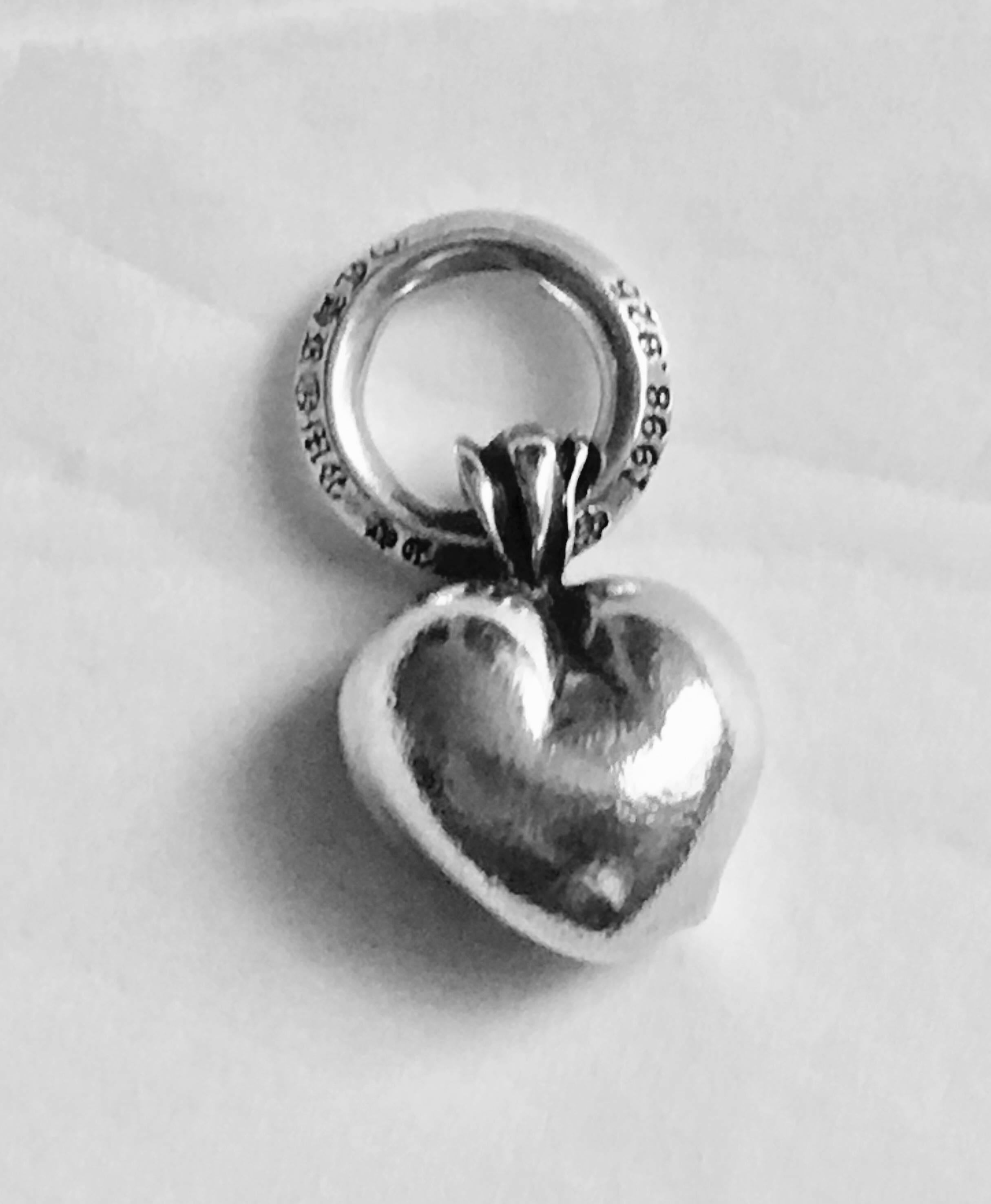 Women's or Men's Five Chrome Hearts Sterling Silver Charm Pendant Collection, Heart Bs Fleur For Sale