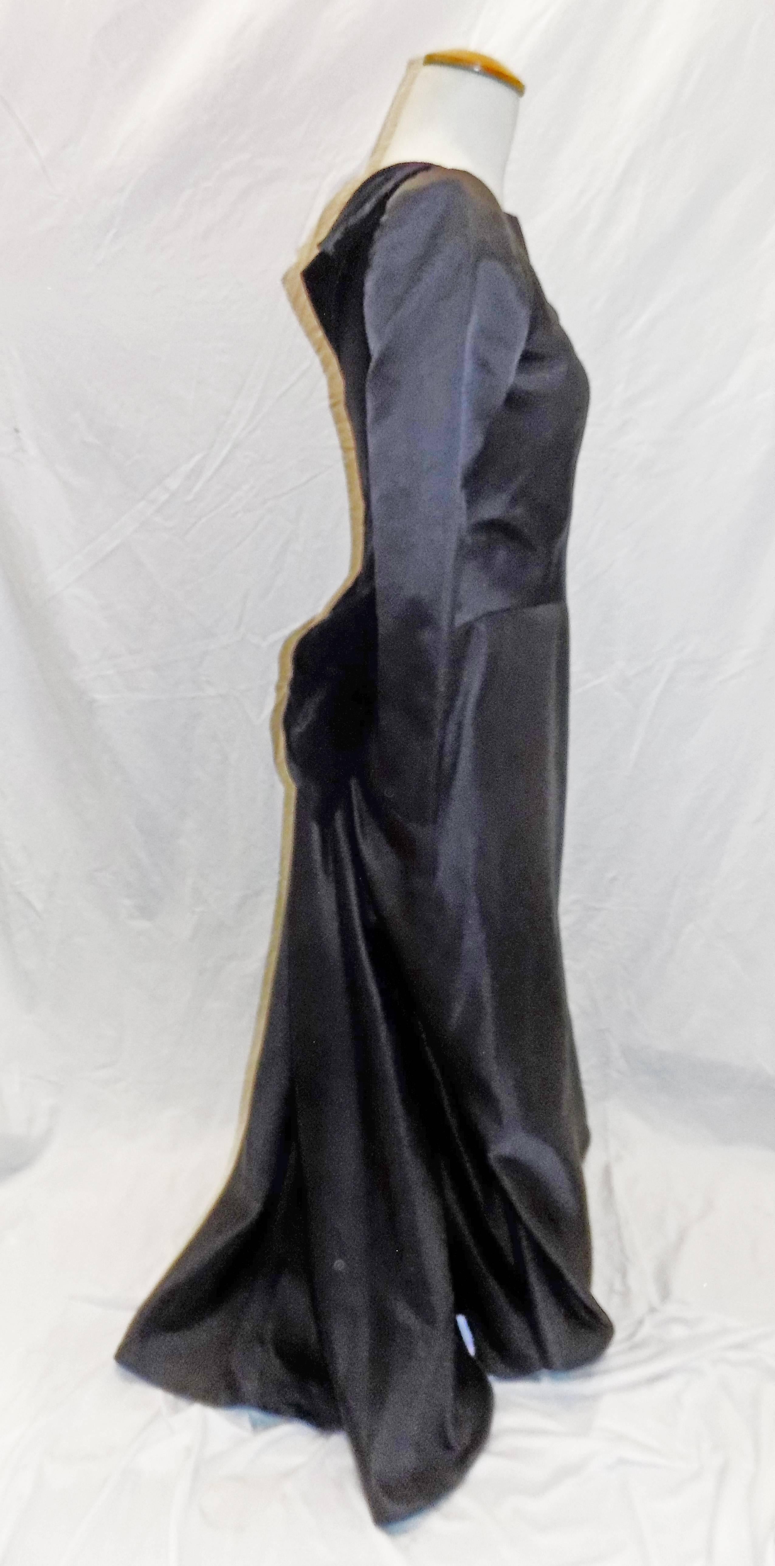 Oscar de la Renta Vintage  Black silk gown w velvet details 1