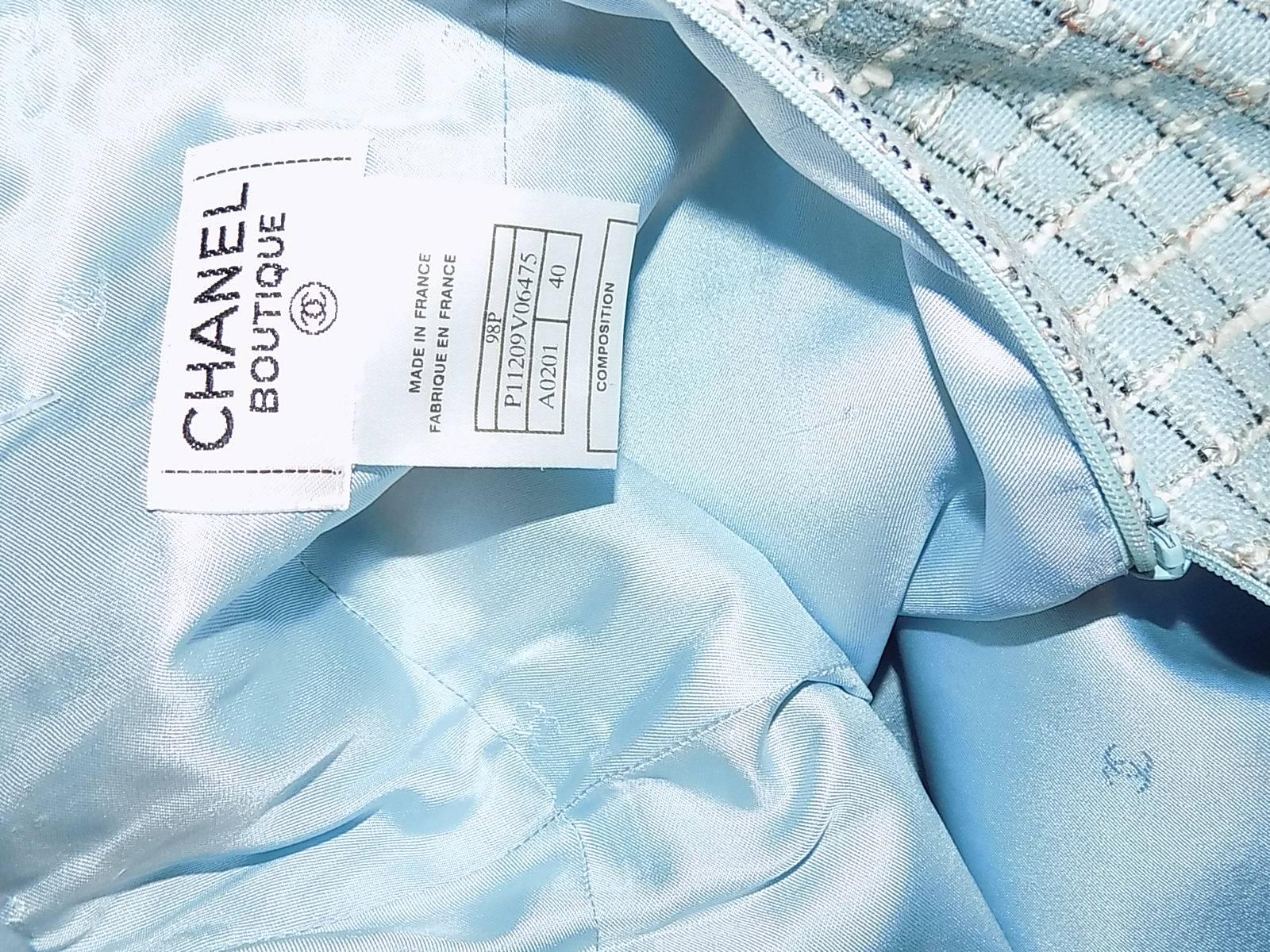 Chanel  blue fringed skirt sz 40 In Excellent Condition In New York, NY