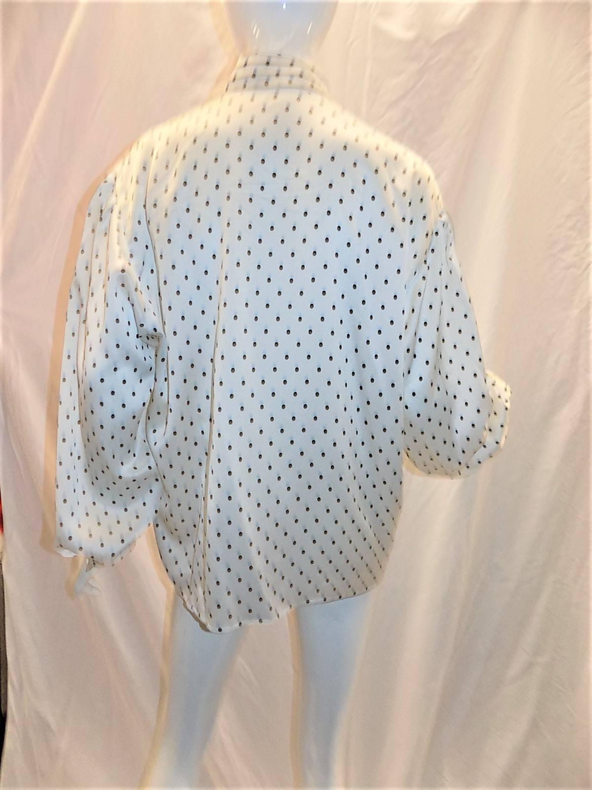 Women's Louis Feraud polka dot blouse with tie sz 14