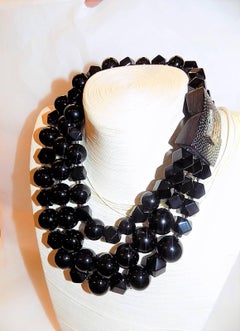 Patricia von Musulin Black onyx necklace silver inlay clasp