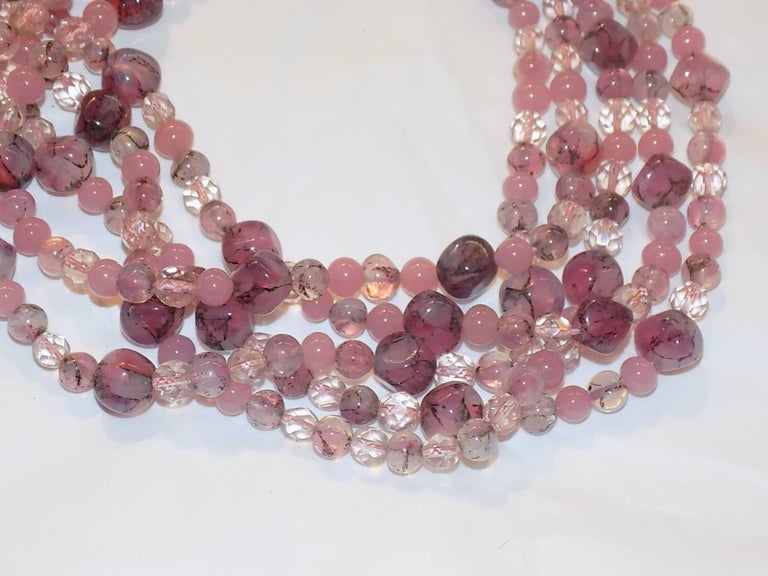 Stunning PINK Coppola e Toppo Venetian glass multi strand Necklace For ...