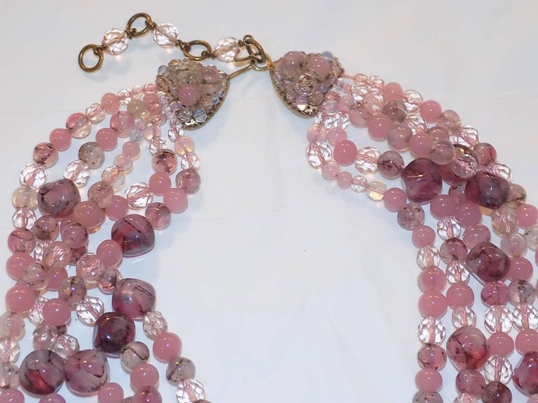 Stunning PINK Coppola e Toppo Venetian glass multi strand Necklace For ...