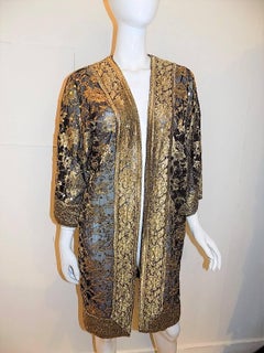 Nolan Miller Couture Beaded Black and Gold Lace coat  long Evening Jacket