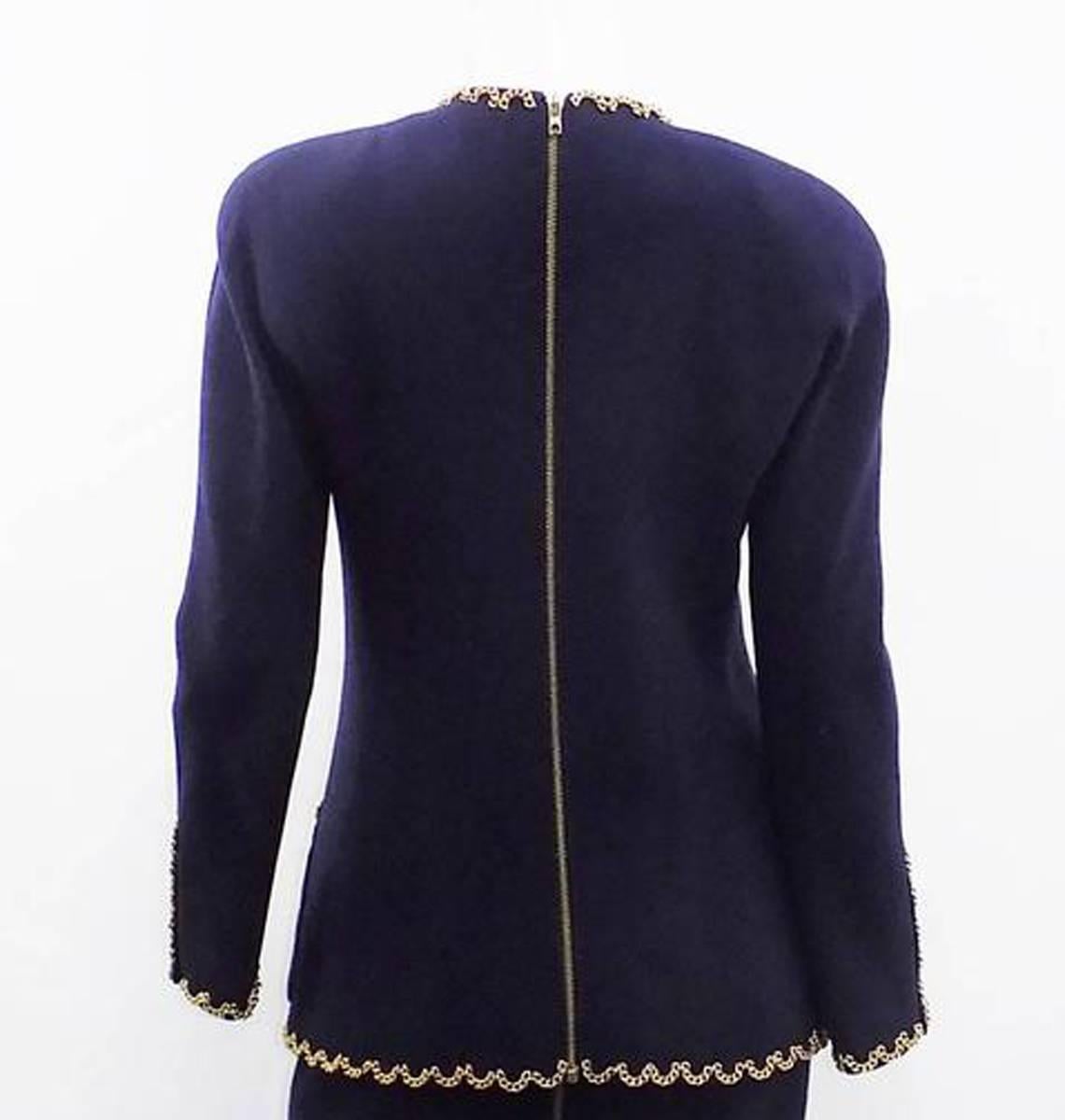 Chanel Vintage Haute Couture Four Leaf Clover Chain adorned Jacket For Sale 1