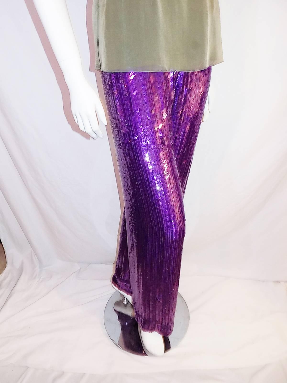 Neil Bieff Couture hand Beaded silk top and pants outfit In New Condition For Sale In New York, NY