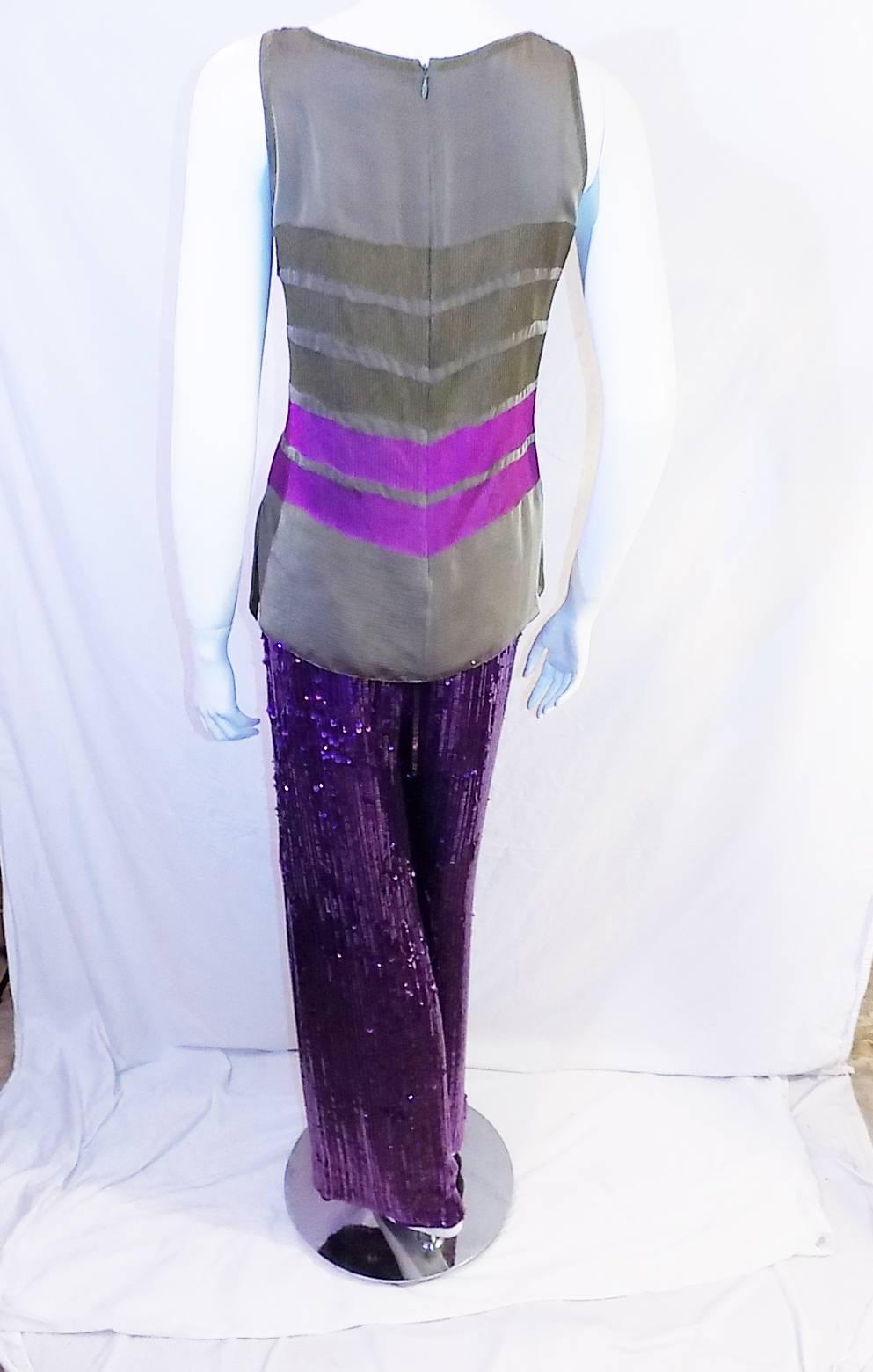 Neil Bieff Couture hand Beaded silk top and pants outfit For Sale 3