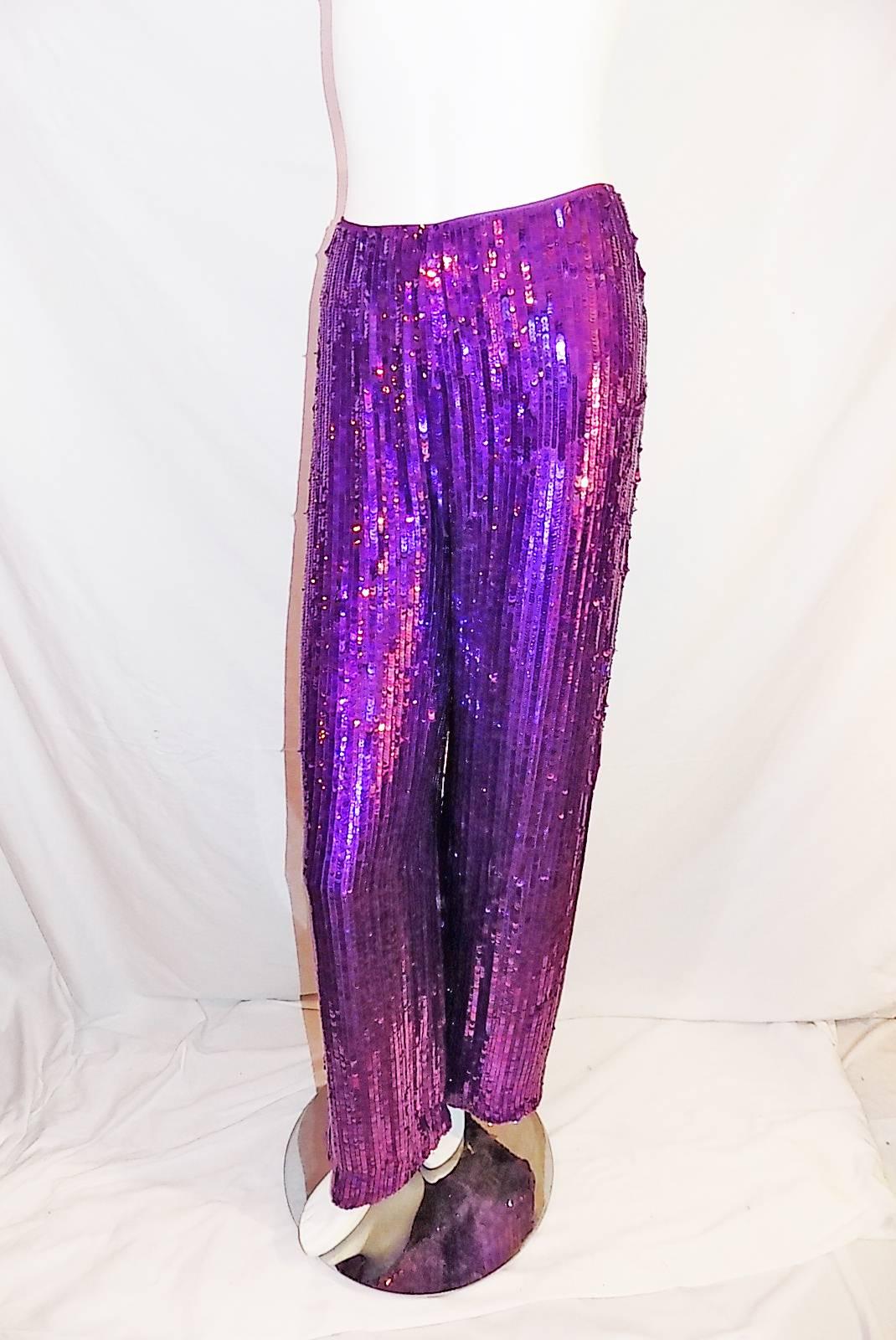 Neil Bieff Couture hand Beaded silk top and pants outfit For Sale 5