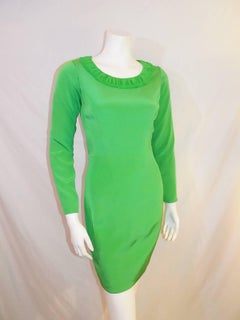 Gemma Khang Silk green sheath  dress long sleeves