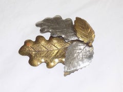 Fabrice silver /gold leaf signed vintage pin