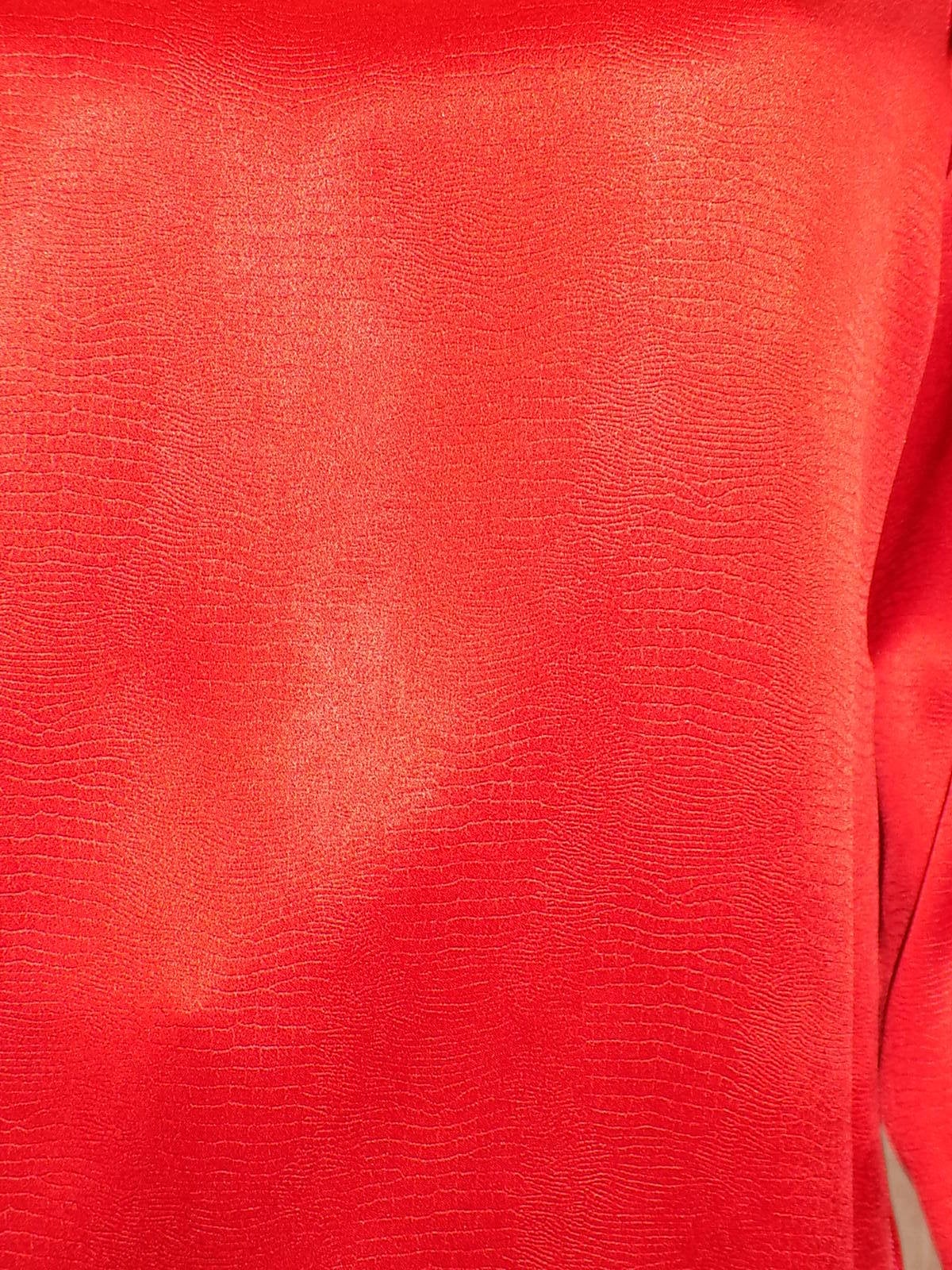 Women's Yves Saint Laurent Red liquid silk Pants and Blouse set ensamble