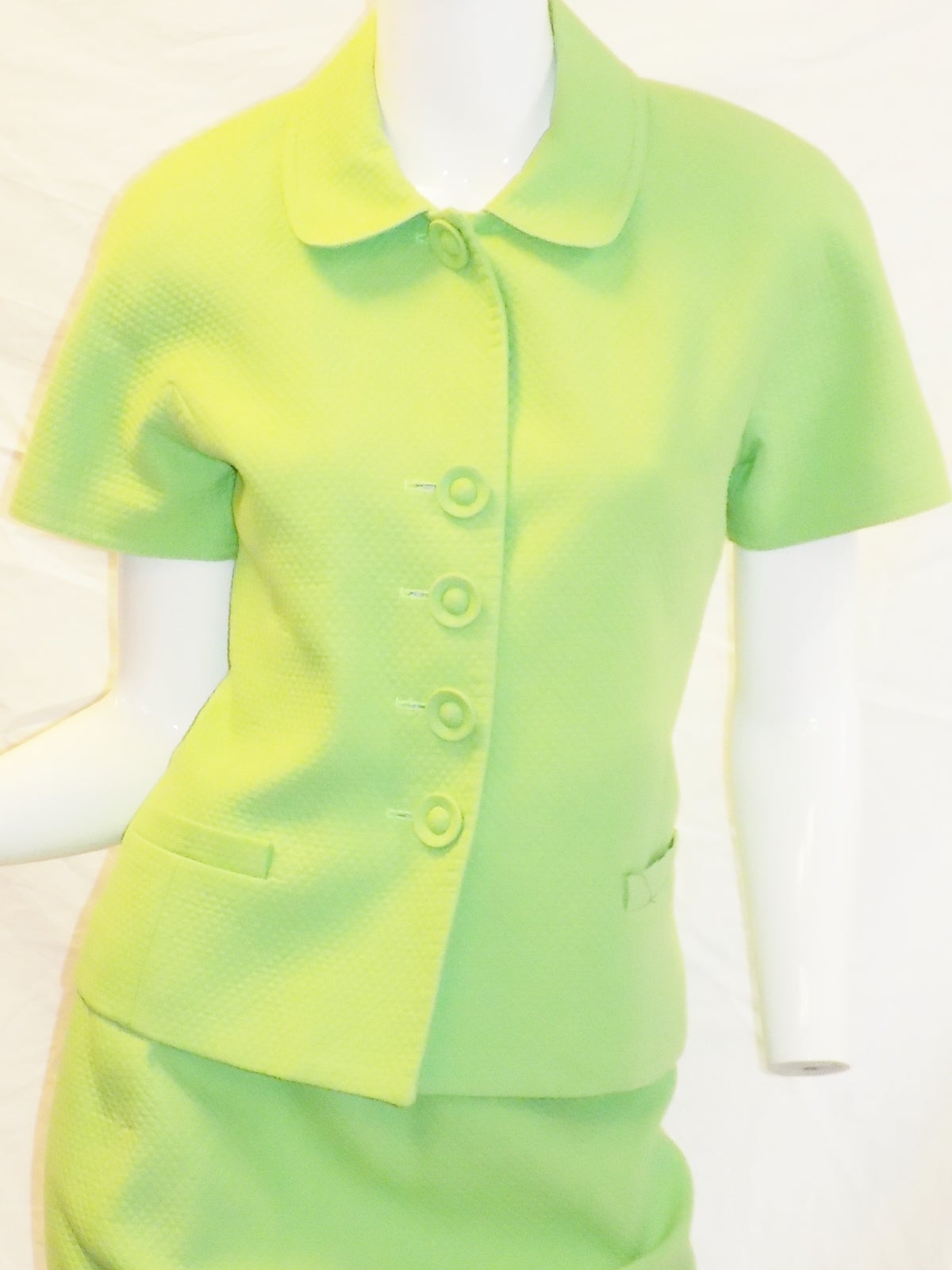 Green SUMMER SALE!!    Christian Dior green cotton pique skirt suit sz 10