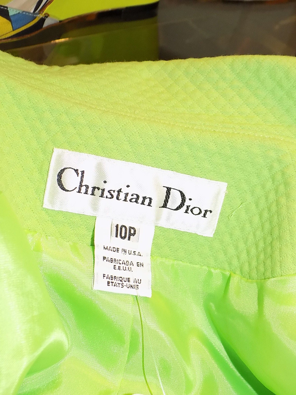 Women's SUMMER SALE!!    Christian Dior green cotton pique skirt suit sz 10