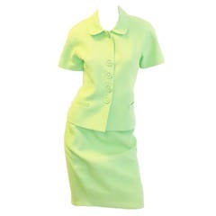 SUMMER SALE!!    Christian Dior green cotton pique skirt suit sz 10
