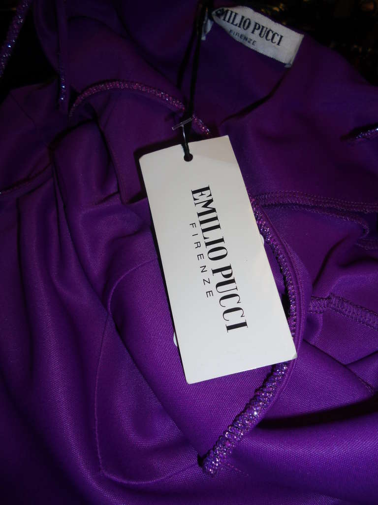 Emilio Pucci purple fitted jersey dress New With Tags In New Condition In New York, NY