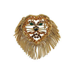 Vintage  1960'S DOMINIQUE LION HEAD Pendant Pin