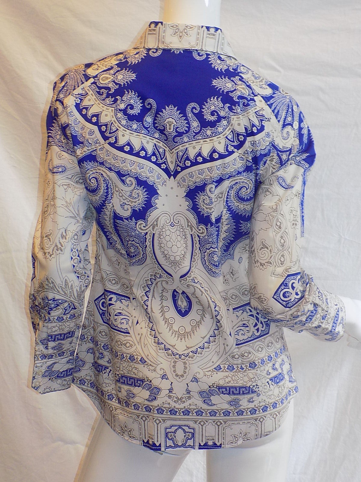 Etro  Cotton Shirt Blue White In Excellent Condition In New York, NY