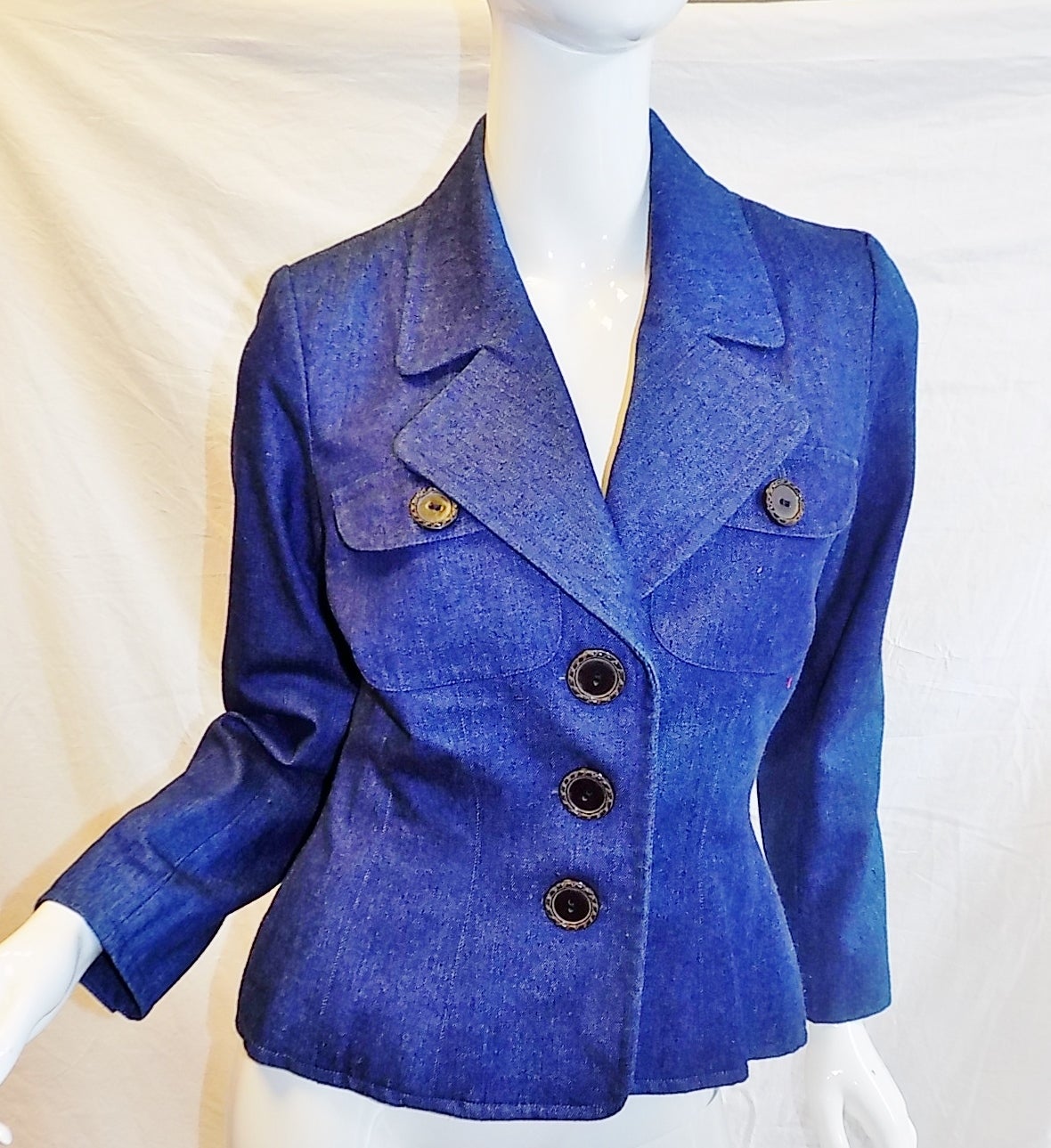 Women's SUMMER SALE!!!   Yves Saint Laurent - Rive Gauche  Fine  Denim Blazer