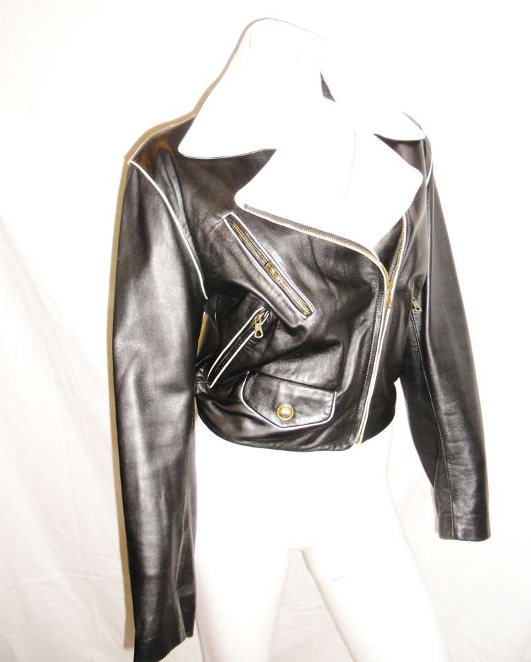 Moschino Cheap and Chic vintage Biker Leather Jacket In Excellent Condition In New York, NY