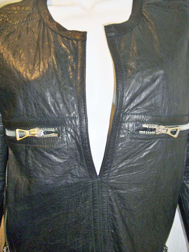 Women's Isabel Marant  lambskin leather Biker tunic/ jacket New