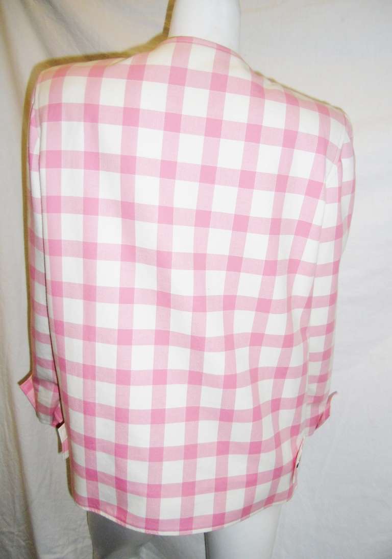 Beige Courreges  pink checkered spring summer zippered jacket For Sale