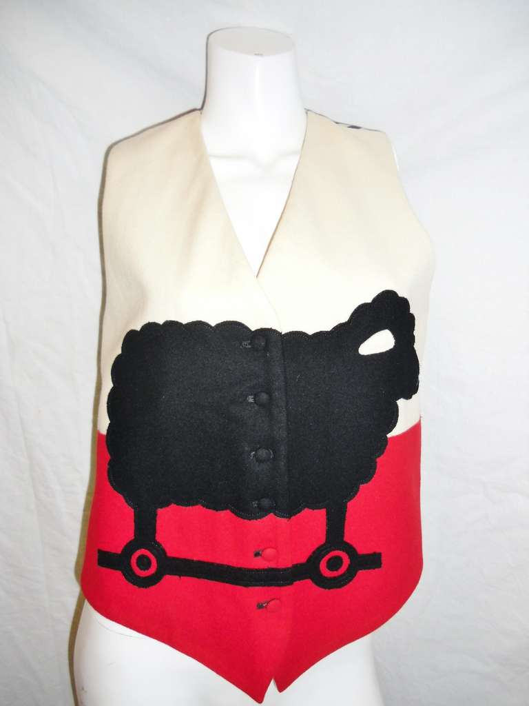 Women's Vintage Moschino Black Sheep Toy  vest ! Spectacular!!
