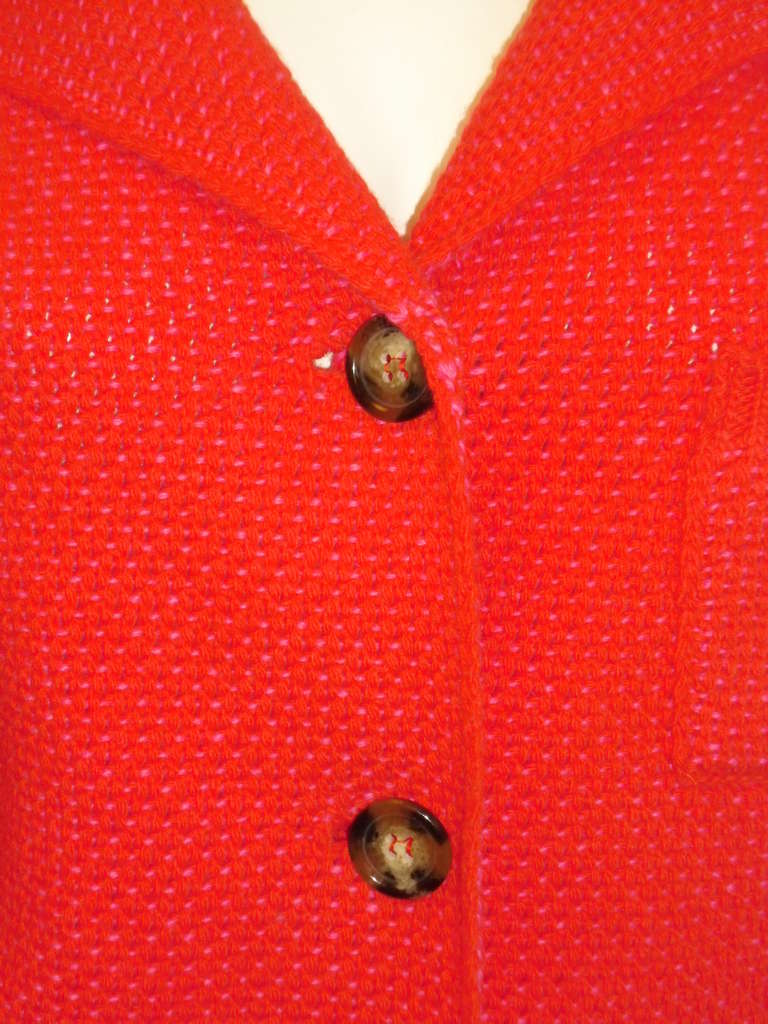 Prada cropped cashmere  knit  cardigan jacket Orange/ Tan In New Condition In New York, NY