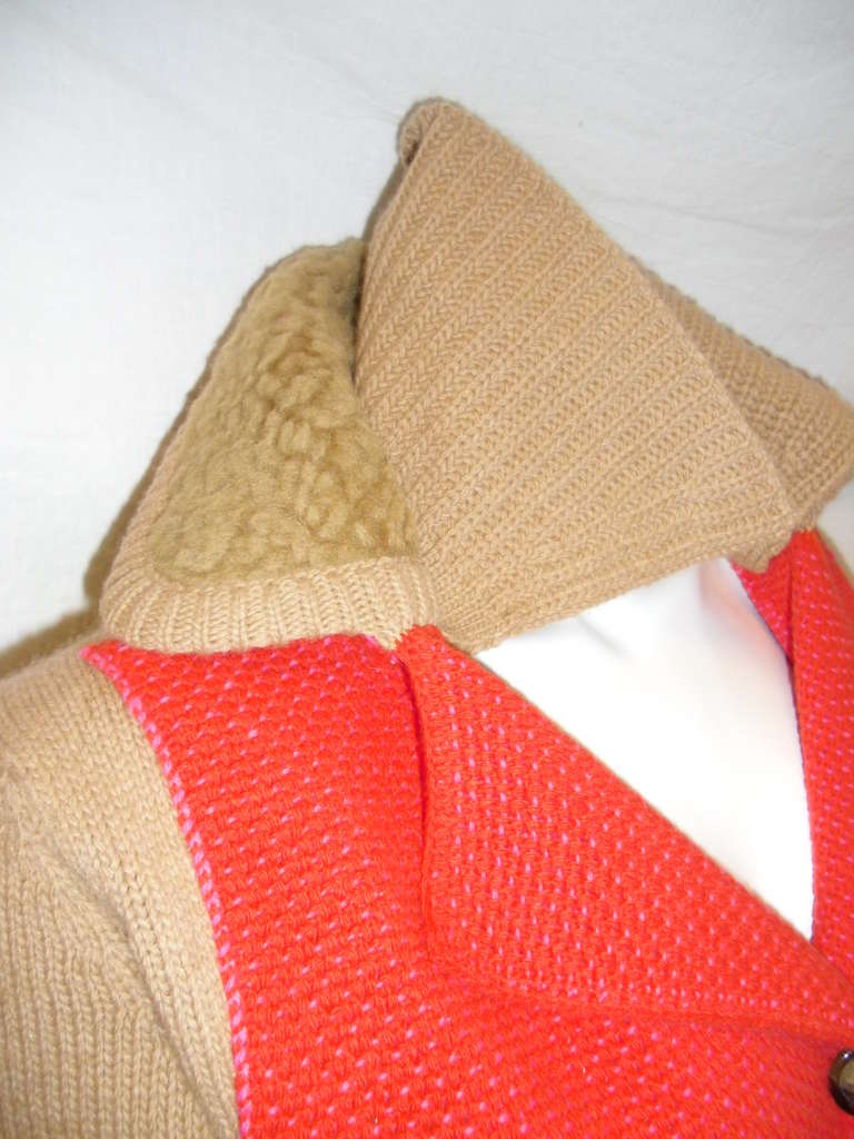 Women's Prada cropped cashmere  knit  cardigan jacket Orange/ Tan