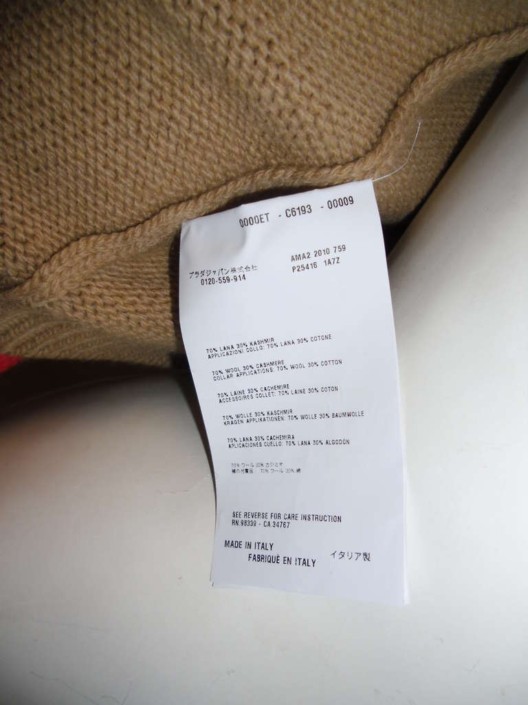 Prada cropped cashmere  knit  cardigan jacket Orange/ Tan 1