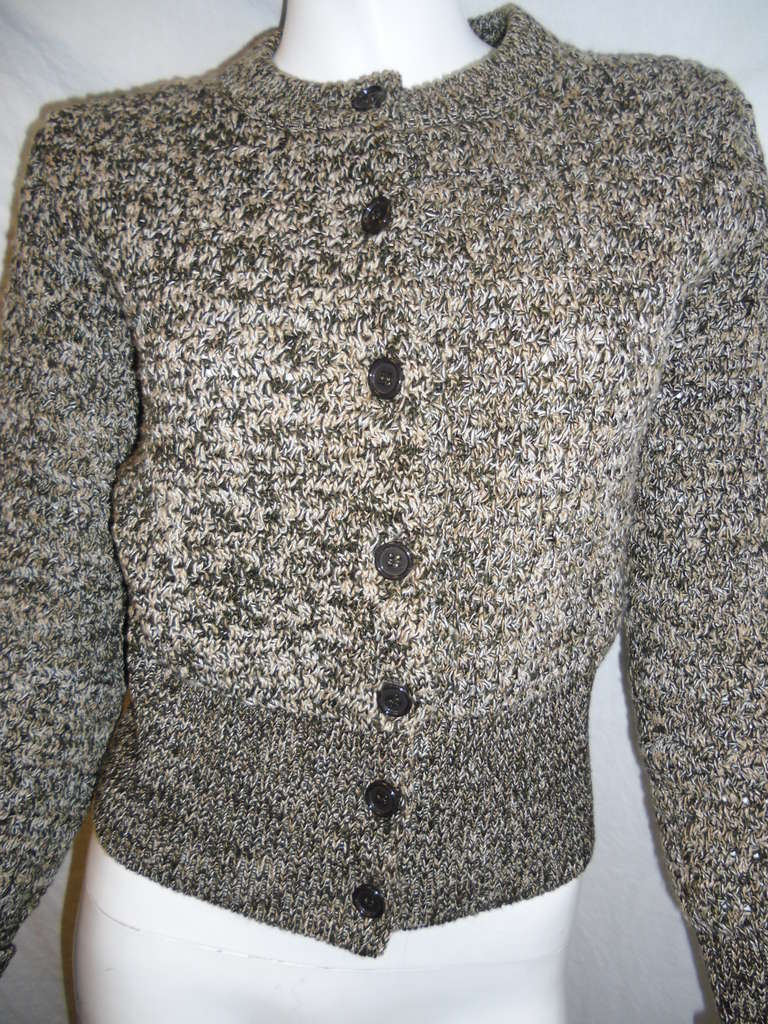 Prada cropped tweed knit  cardigan jacket jacket wool/ cashmere In New Condition In New York, NY