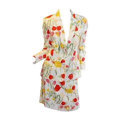 Vintage Valentino Floral Garden Silk Skirt Suit