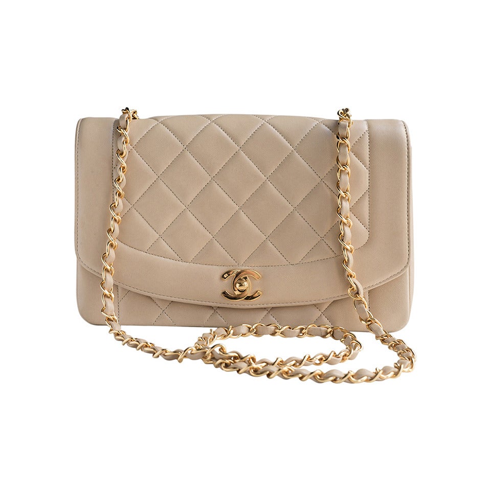 Authentic Chanel Vintage Quilted Cream Flap Bag at 1stDibs