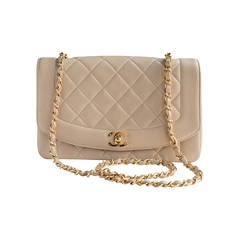 Authentic Chanel Vintage Quilted Cream Flap Bag at 1stDibs