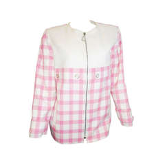 Retro Courreges  pink checkered spring summer zippered jacket