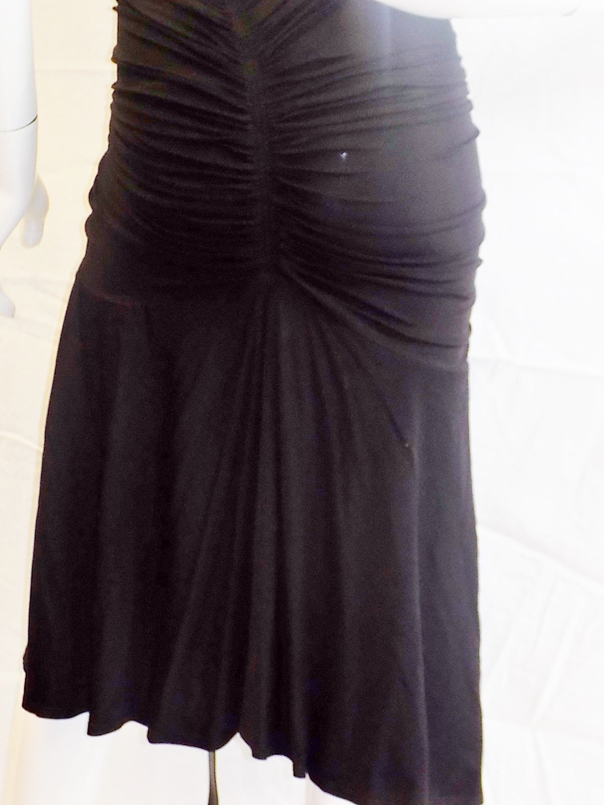 Donna Karan Vintage halter  black cocktail dress with leather long wrap belts 3