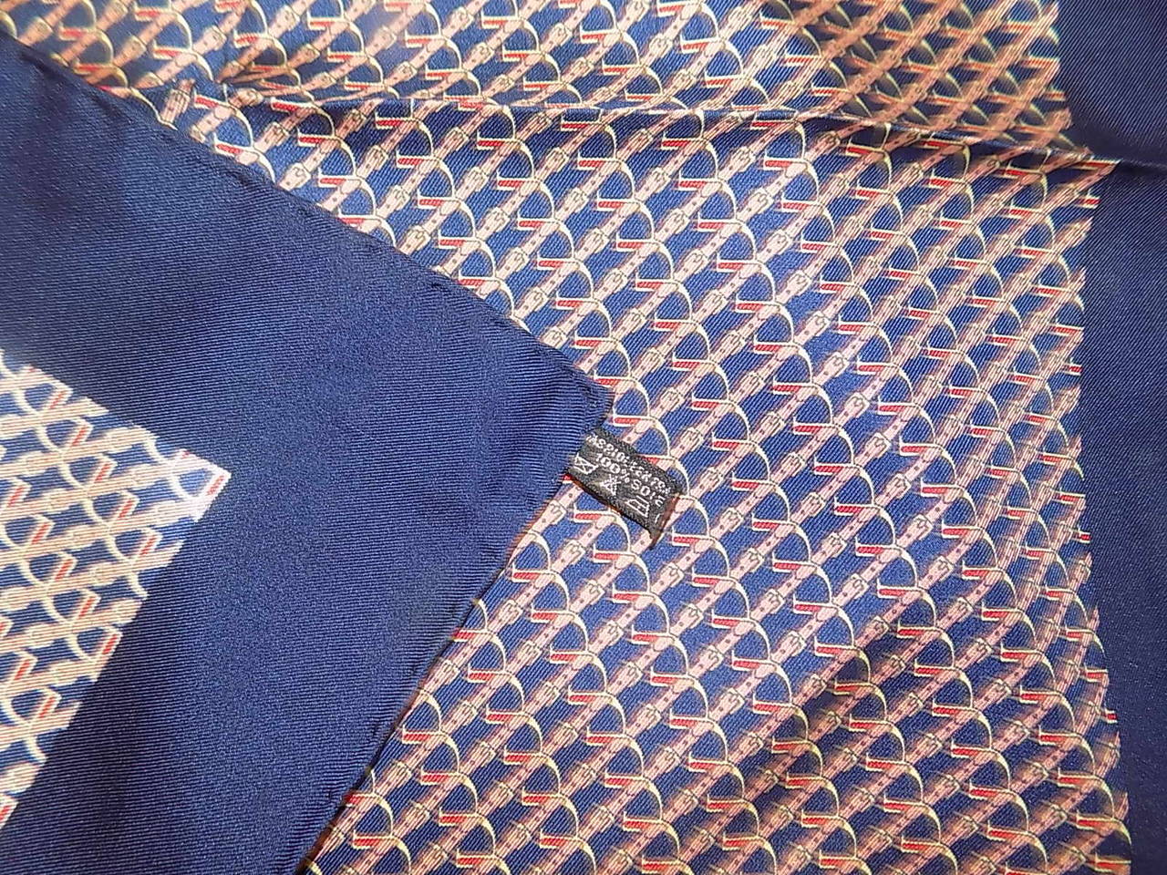 Men's Hermes Vintage  Pocket Square Scarf with Belts Print