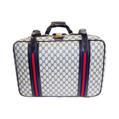 Gucci Vintage  Blue   Striped Logo Traveling Bag Luggage