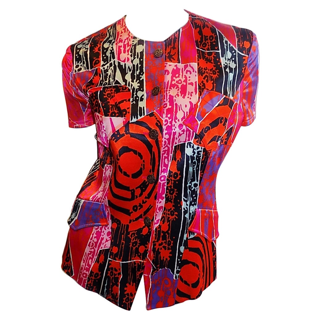 Cristian Lacroix pcychodelic print Short sleeves Jacket -Top at 1stDibs
