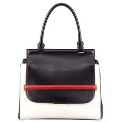 THE ROW  Colorblock Top-Handle Satchel, Black/White/Red