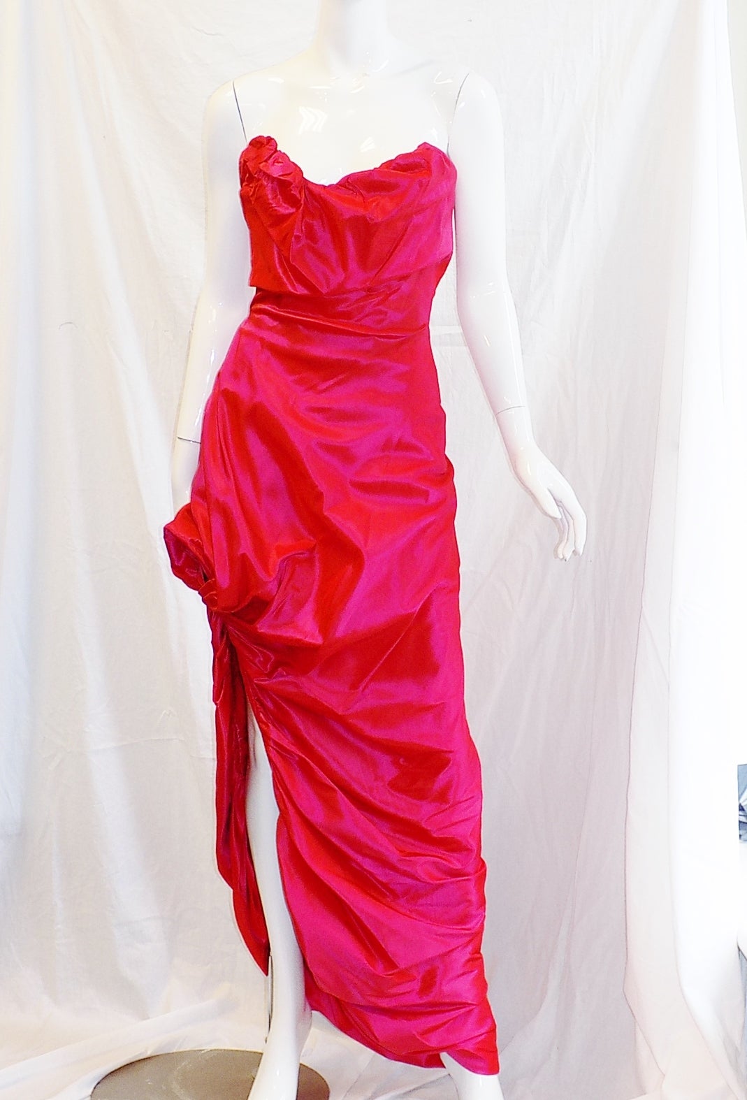 Red Spectacular Vivienne Westwood strapless Corset  red  Draped  Gown dress For Sale